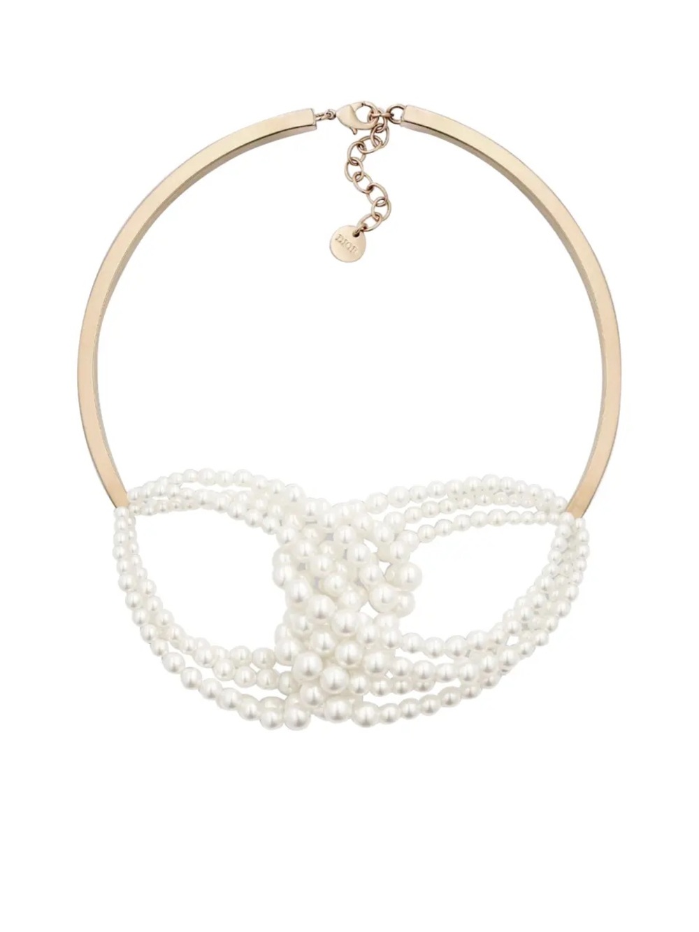 Rare Dior Gold-Tone Collar Necklace with Ivory Faux Pearls